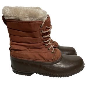 Sorel Brown Waterproof Boots wool inserts removeable size 8